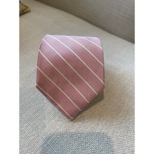 Allea Pink/red White Striped Silk Tie‎ Made In Italy Luxury 3"